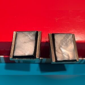 Vintage Mother-of-Pearl Silver Tone Cufflinks